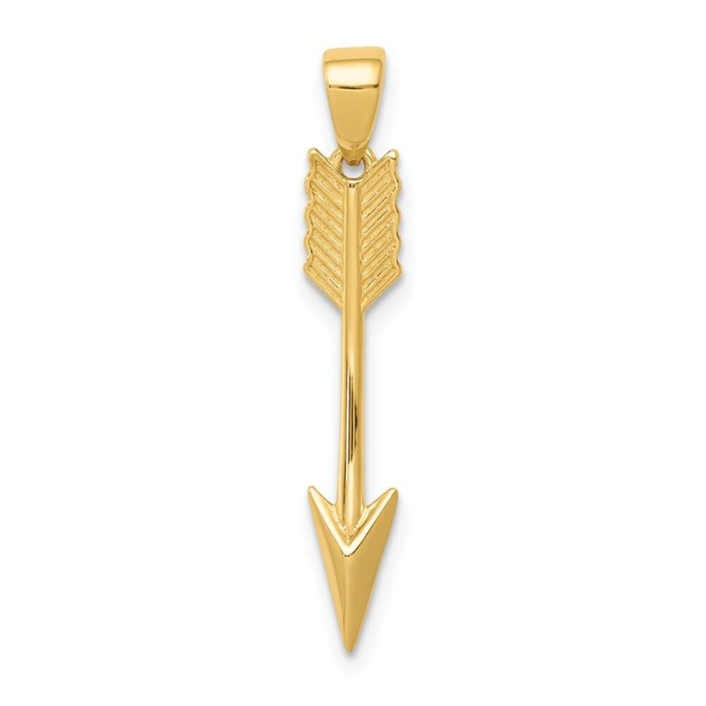 14k Yellow Gold Vertical Arrow Pendant, 5 x 29mm
